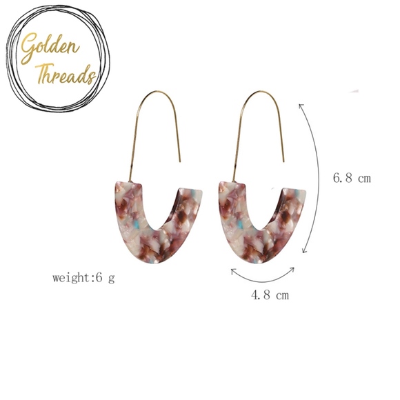 Brown and Turquoise Resin Acrylic Drop Earrings - Picture 2 of 2